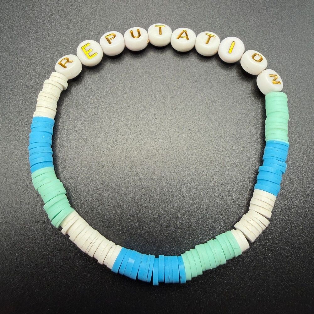 Handmade Taylor Swift Reputation Bracelet Unisex Blue Clay Heishi Swiftie Gift